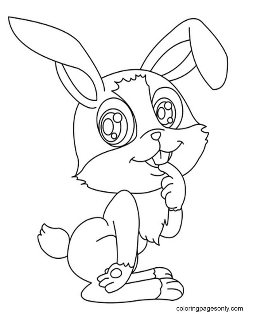 Cute Bunnies Cartoon Coloring Page