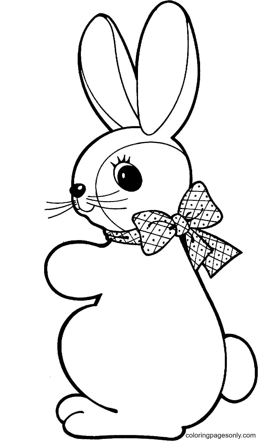 Cute Bunnies with Ribbon Coloring Pages