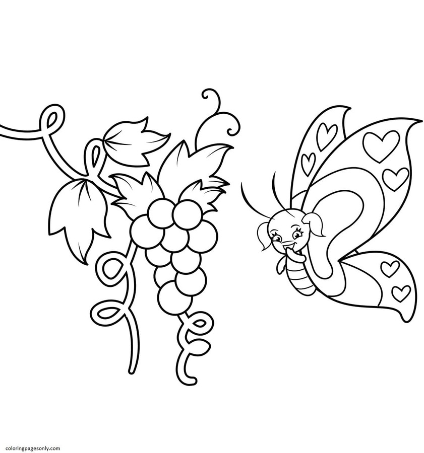 Милая девочка-бабочка и гроздь винограда от Butterfly
