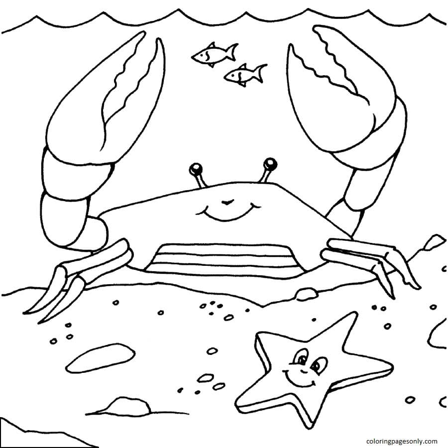 Cute Crab Coloring Page