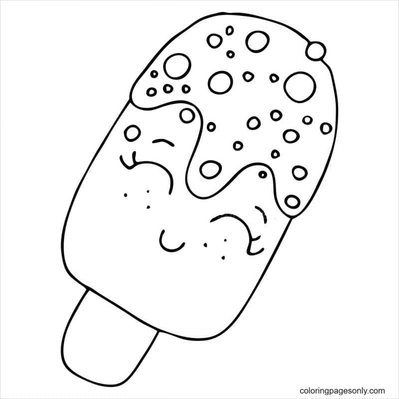 Página para colorir de sorvete de picolé fofo