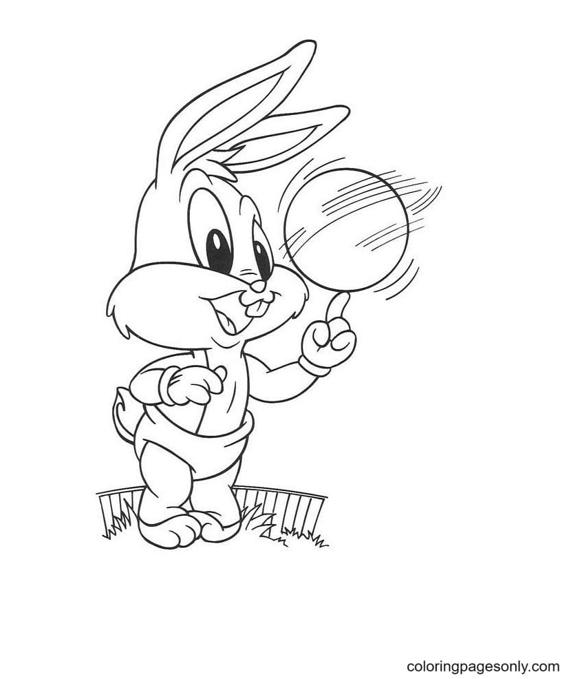 Cute Rabbit Playing the ball Coloring Page