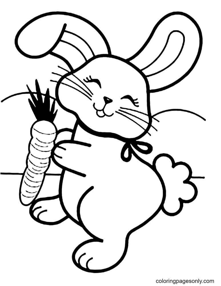 Cute Sipping Bunny Coloring Page