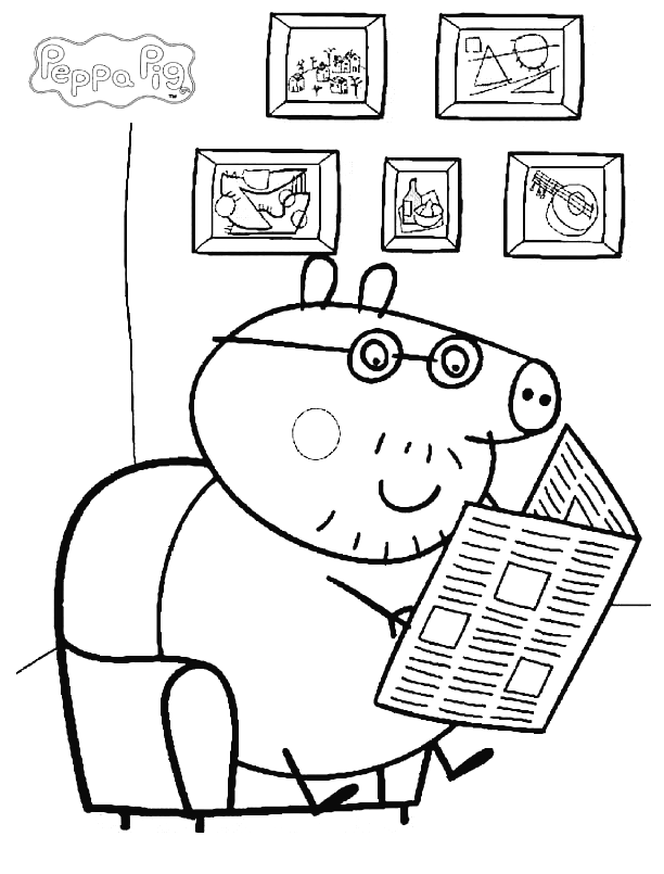 猪爸爸读《小猪佩奇》的报纸