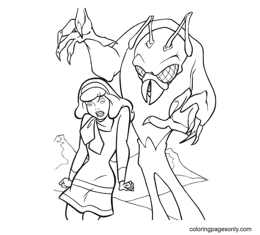 Daphne and Monster Coloring Page