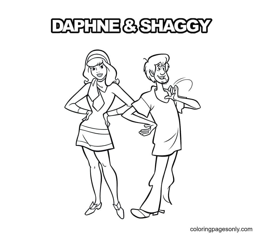 Daphne and Shaggy Coloring Page