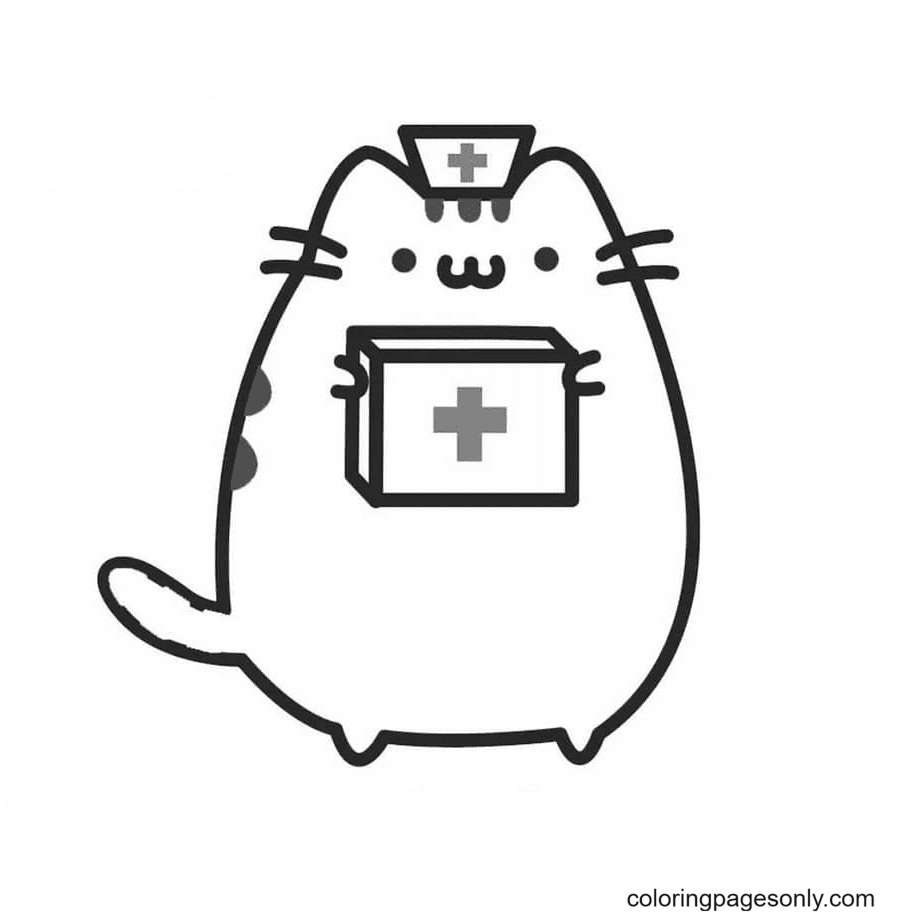 Doctor Pusheen Coloring Page