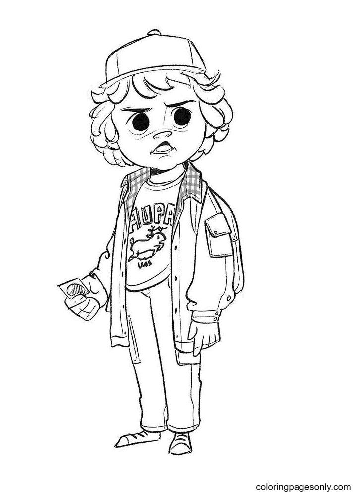 Dustin in Stranger Things Coloring Page