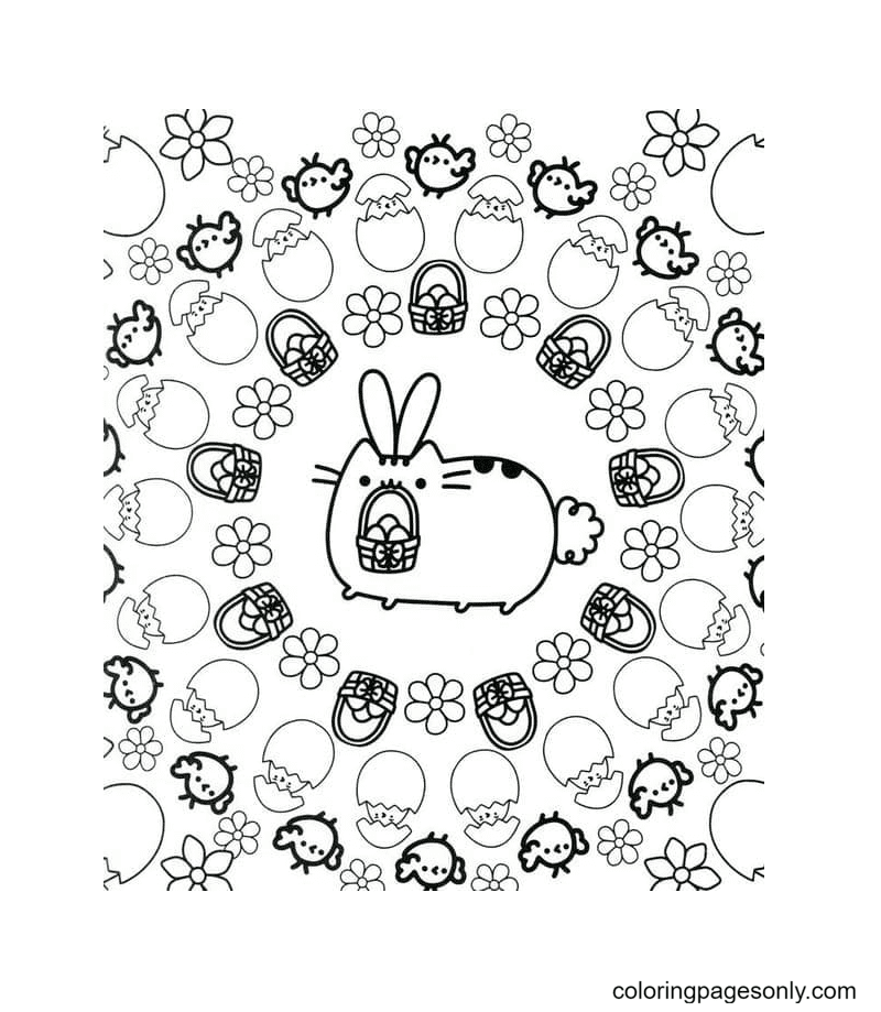 Easter Pusheen Coloring Page