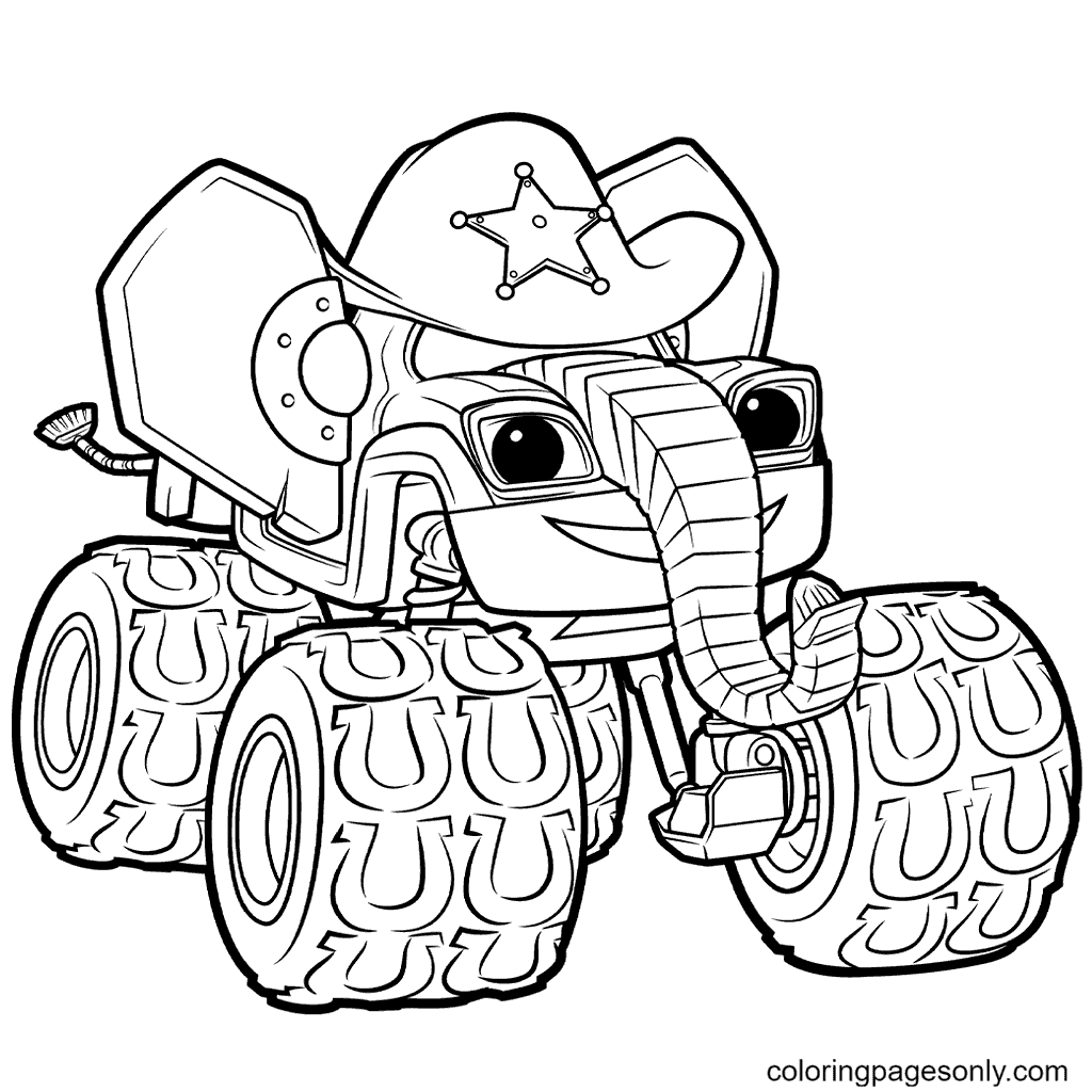 Elephant Monster Truck Coloring Page