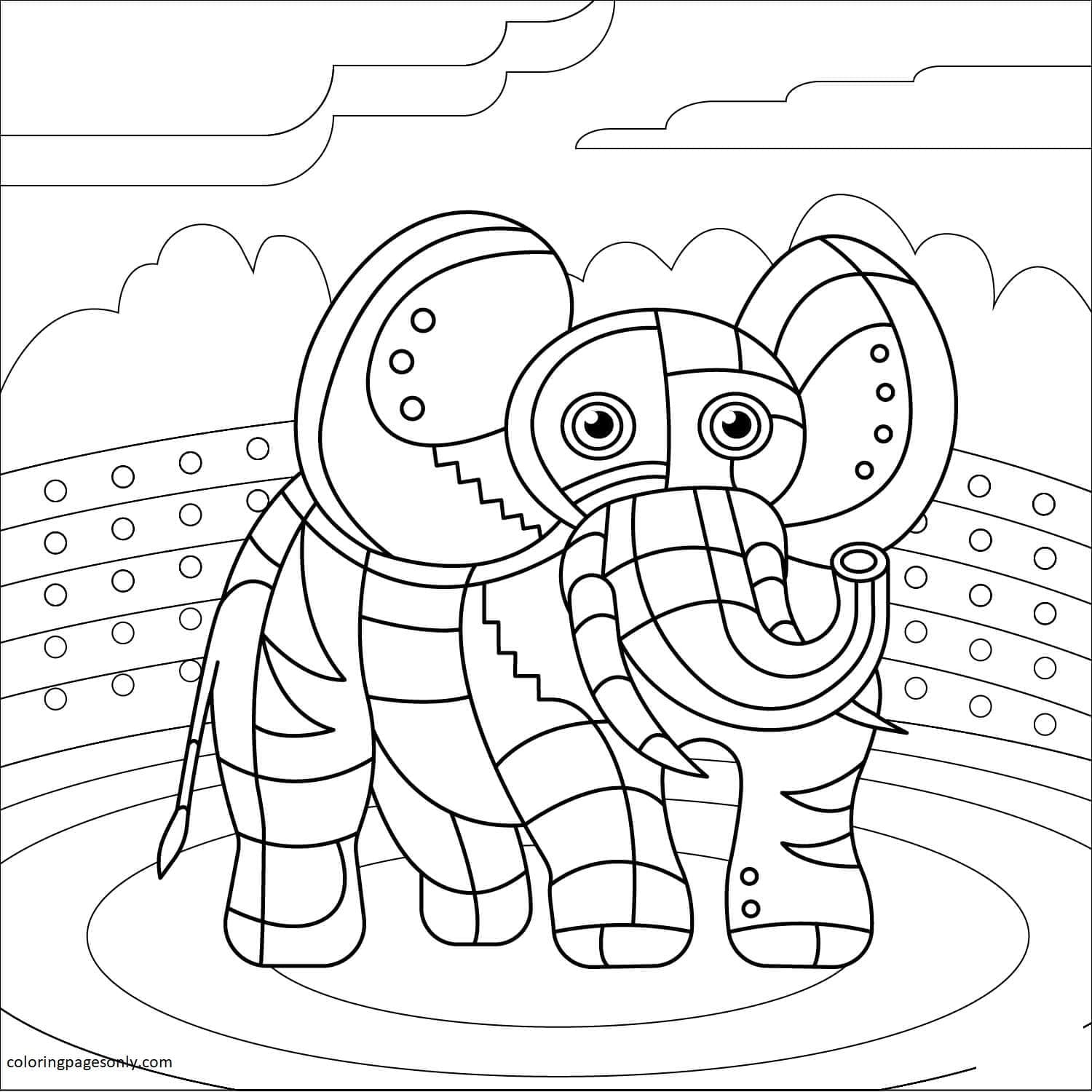 Pagina da colorare di elefante