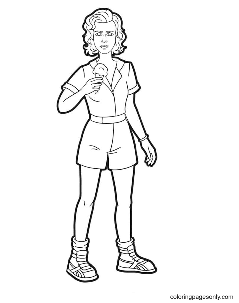 Eleven Eating Ice Cream Coloring Page