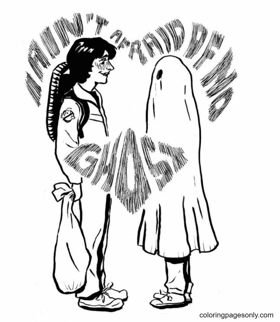 Раскраска Одиннадцать в костюме призрака