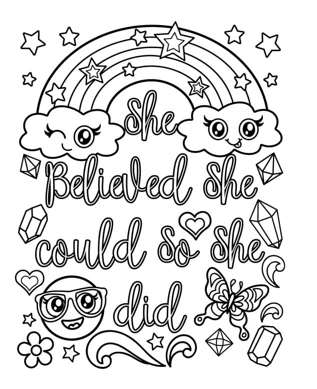 Emojis – She Believed she could so she did Coloring Pages