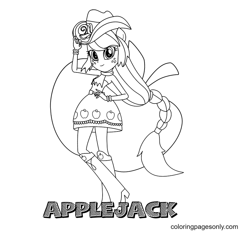 Equestria girls Applejack Coloring Page