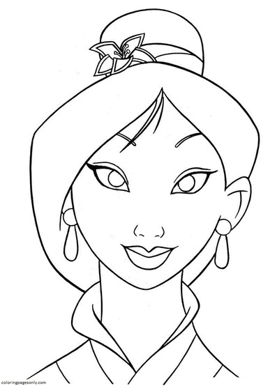 Face Of Princess Mulan Coloring Page