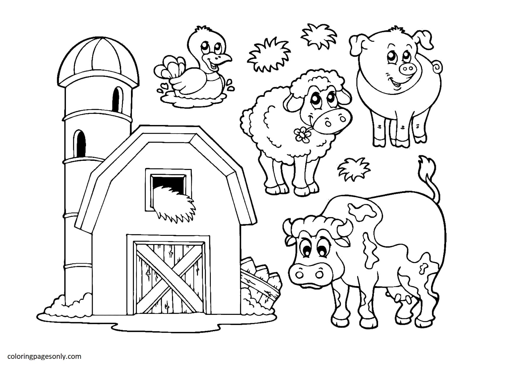 Farm Animals And Coloring Pages