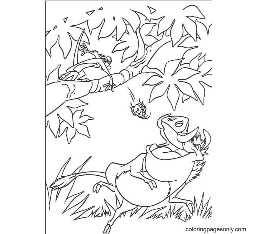 Feeding Time of Pumbaa Coloring Page