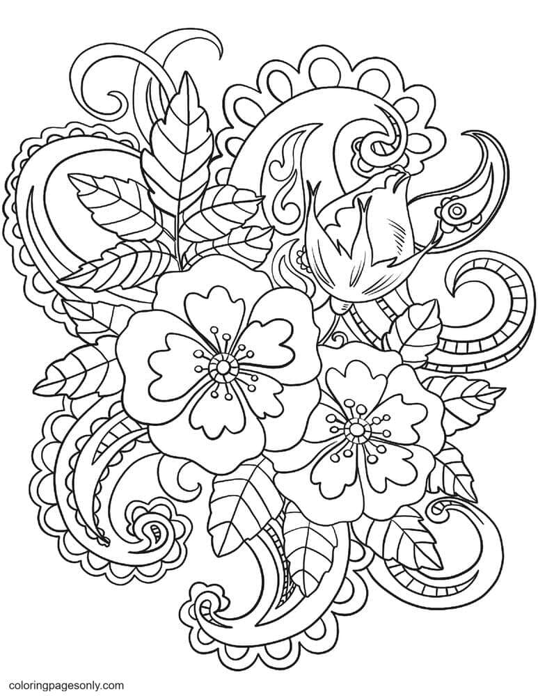 Coloriages Fleurs Avec Motifs Paisley Coloriages Trippy Coloriages