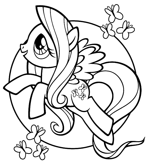 Fluttershy And Buttterfly Coloring Page