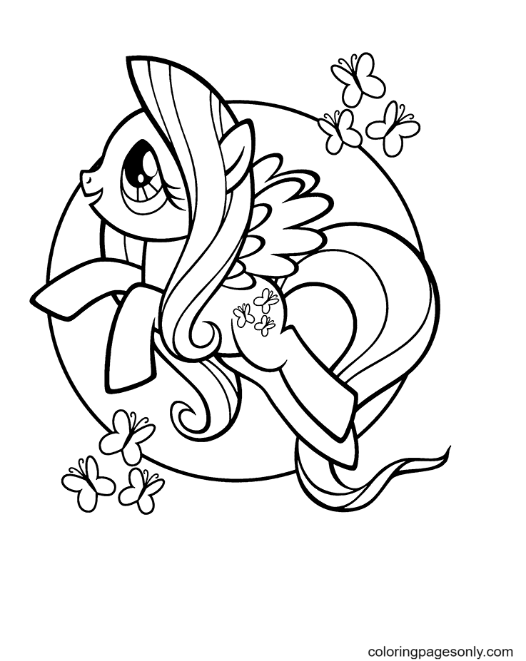 Fluttershy And Buttterfly Coloring Page