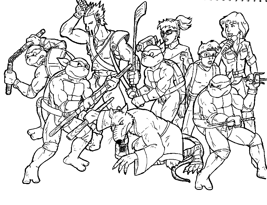 Dibujo para colorear de las Tortugas Ninja 2 para imprimir gratis