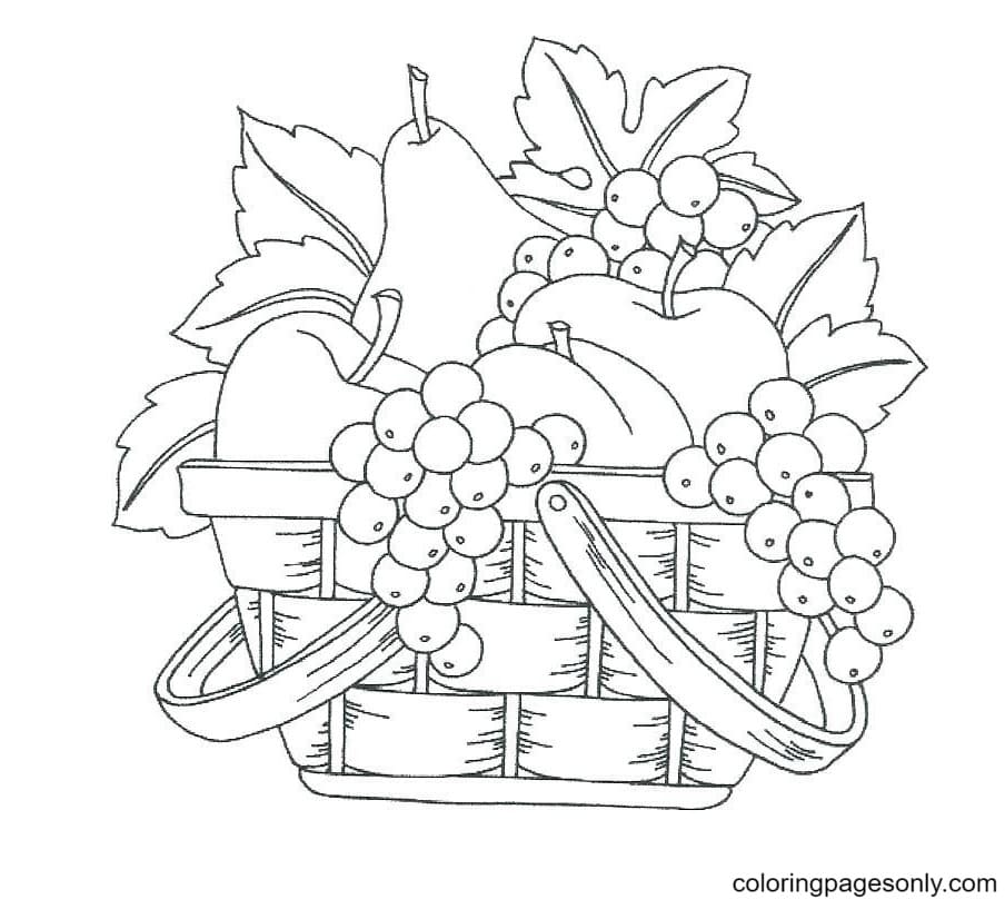 Desenhos para colorir de desenho de uma cesta de frutas para