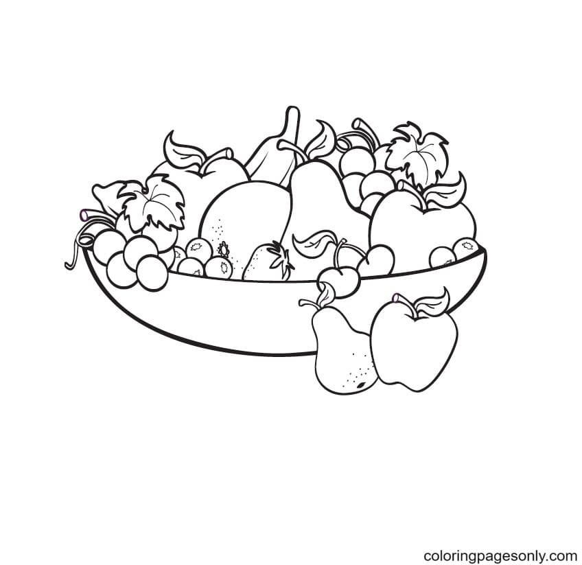 Fruit Plate Coloring Page