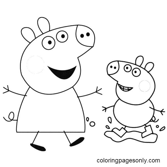 Dibujo de George y Peppa para colorear