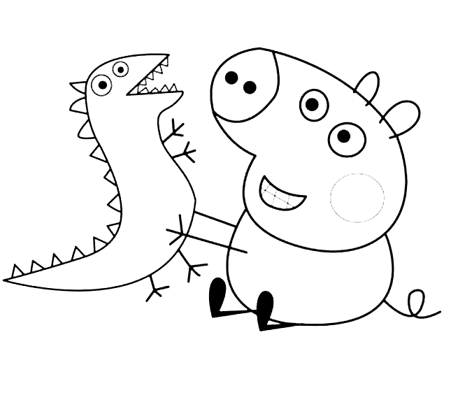Джордж с игрушкой-динозавром из Свинки Пеппы