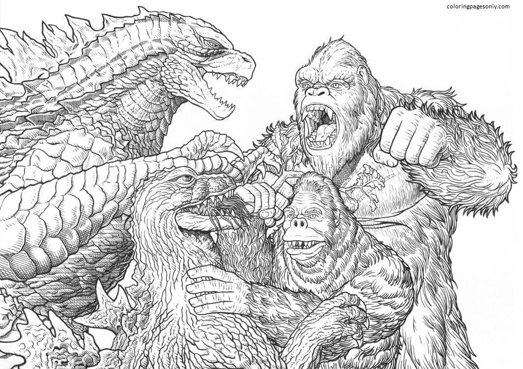 Godzilla Vs King Kong 2 Coloring Pages Godzilla And Kong Coloring 