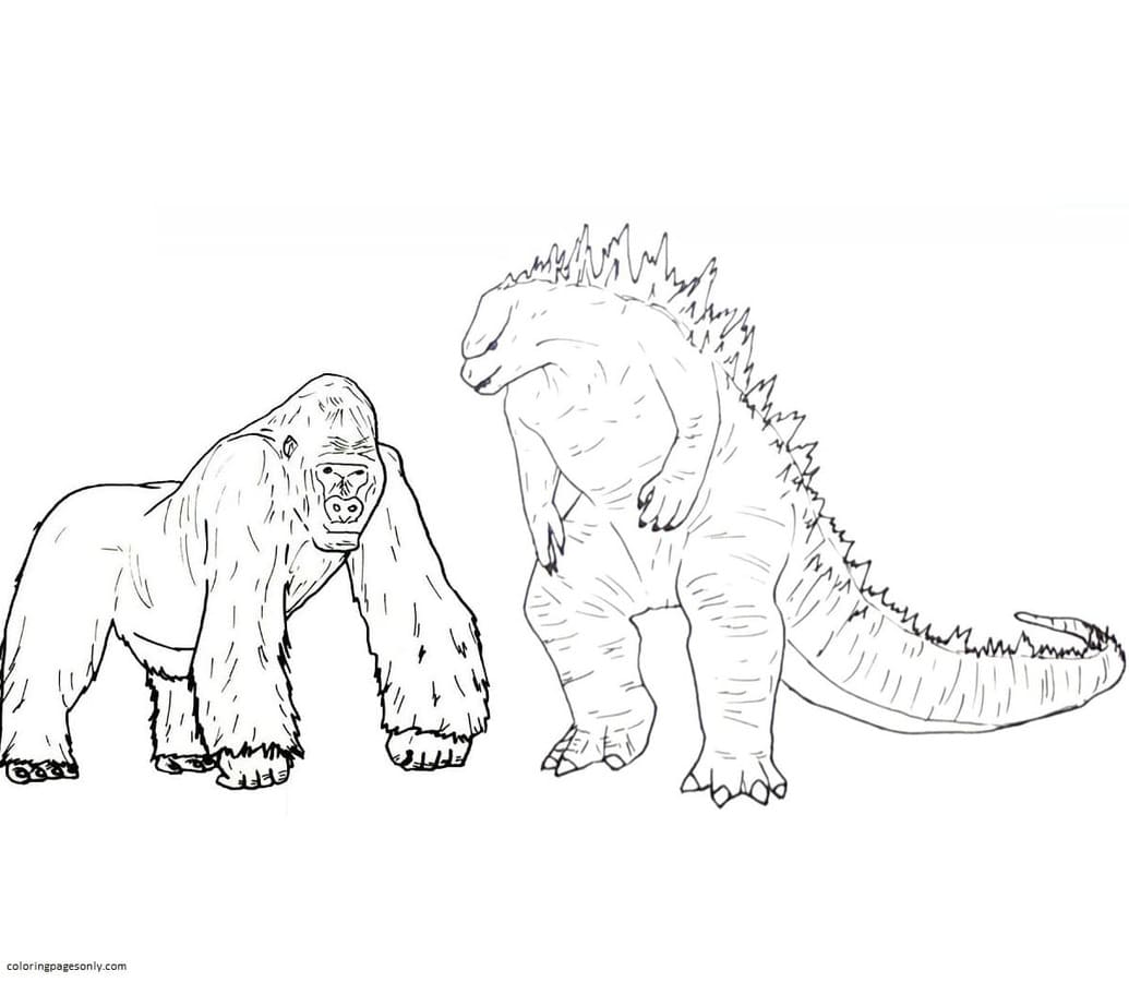 Godzilla Vs King Kong 4 Coloring Page Free Printable Coloring Pages