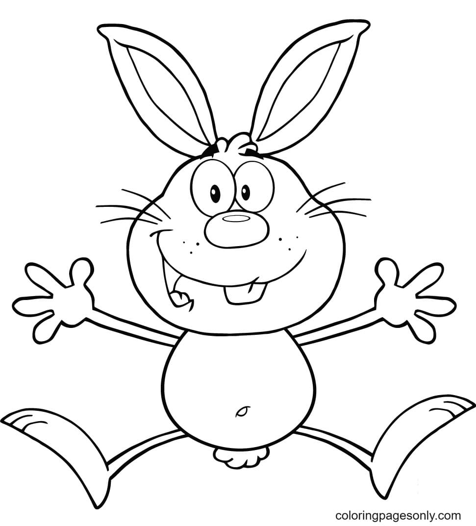 Happy Bunnies Jumping Coloring Pages