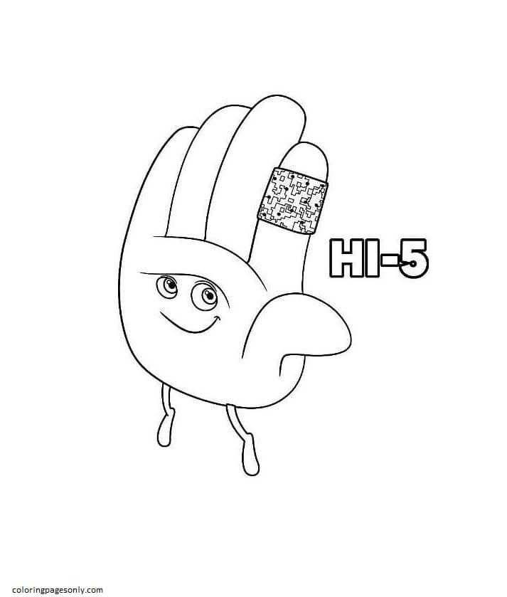 Hi-5 from Emoji Movie Coloring Page