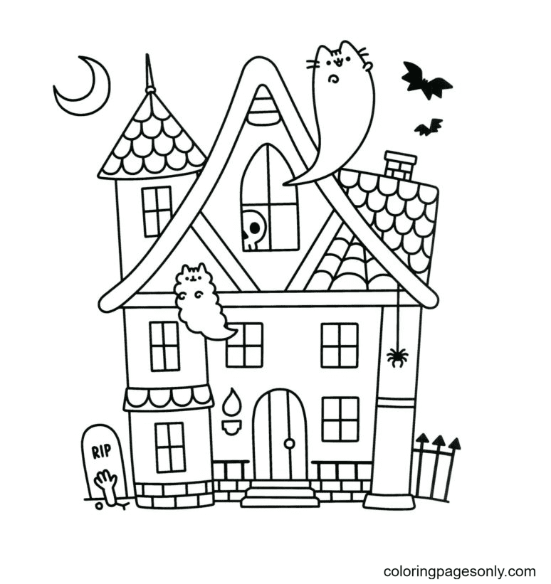 House with the ghosts Coloring Pages