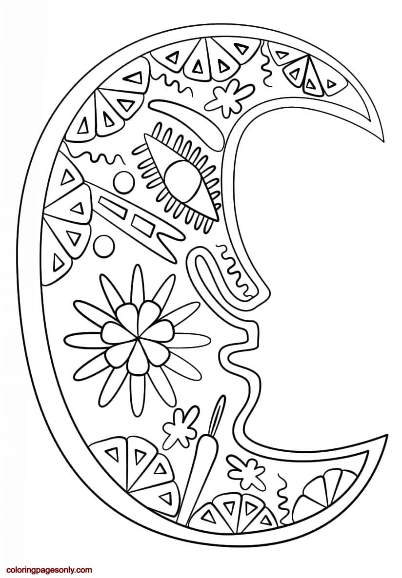 Huichol Art – Moon Coloring Pages