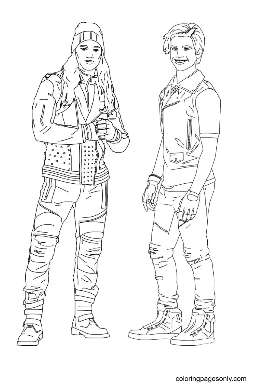 Jay and Chad Charming Descendants 3 Coloring Pages