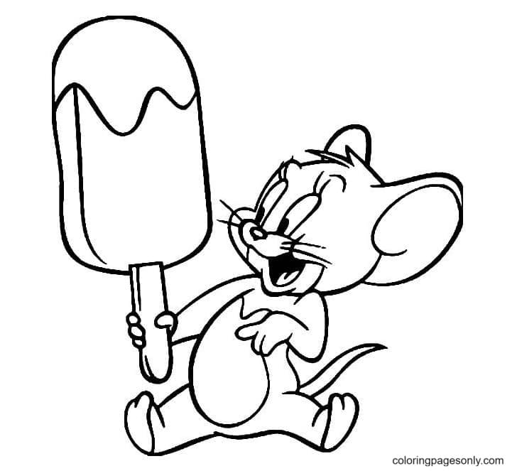 Jerry Mouse with ice cream Coloring Page