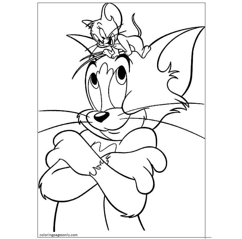 Jerry is On The head of Tom Coloring Pages