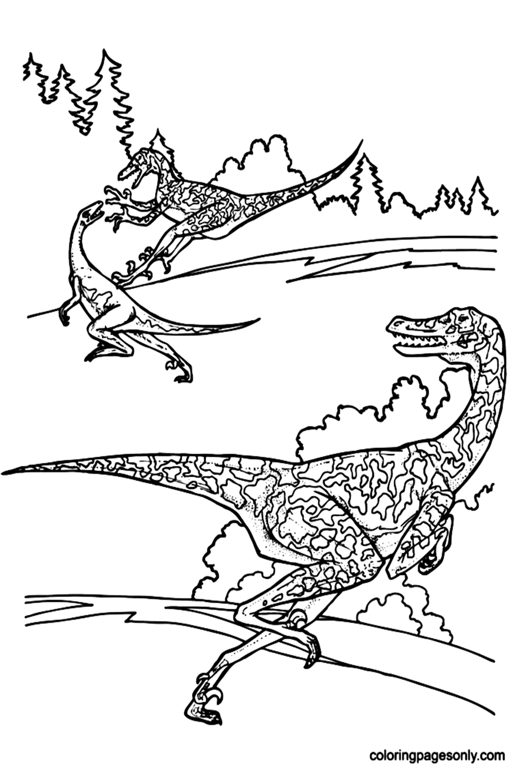 Jurassic Park Velociraptor Dinosaurs Coloring Pages