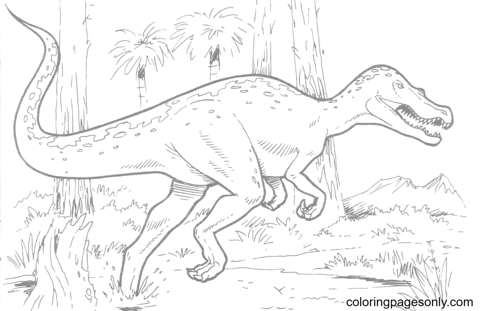 Página para colorir de dinossauro Baryonyx Jurassic World