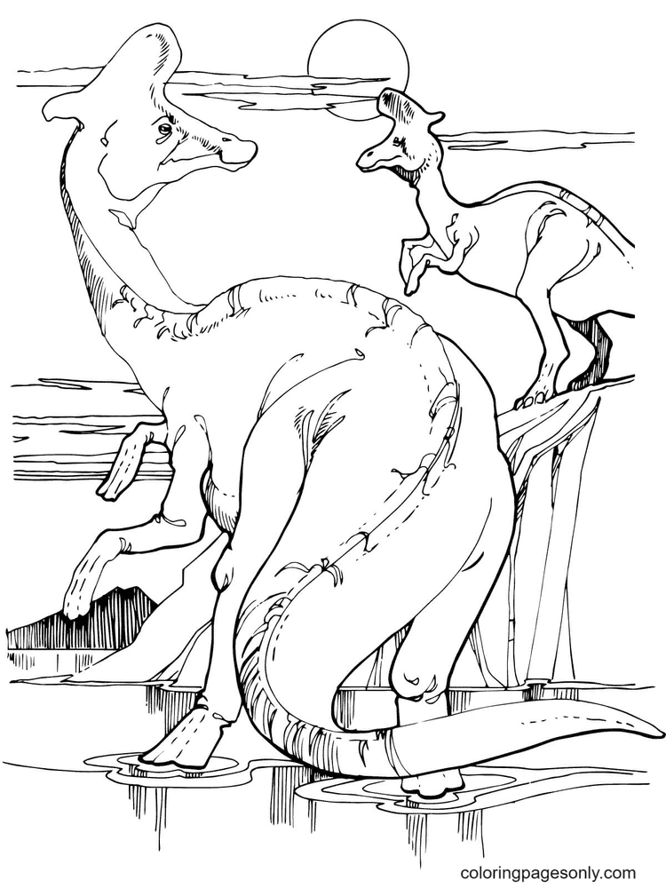 Jurassic World Kleurplaat Lambeosaurus Hadrosauriërs