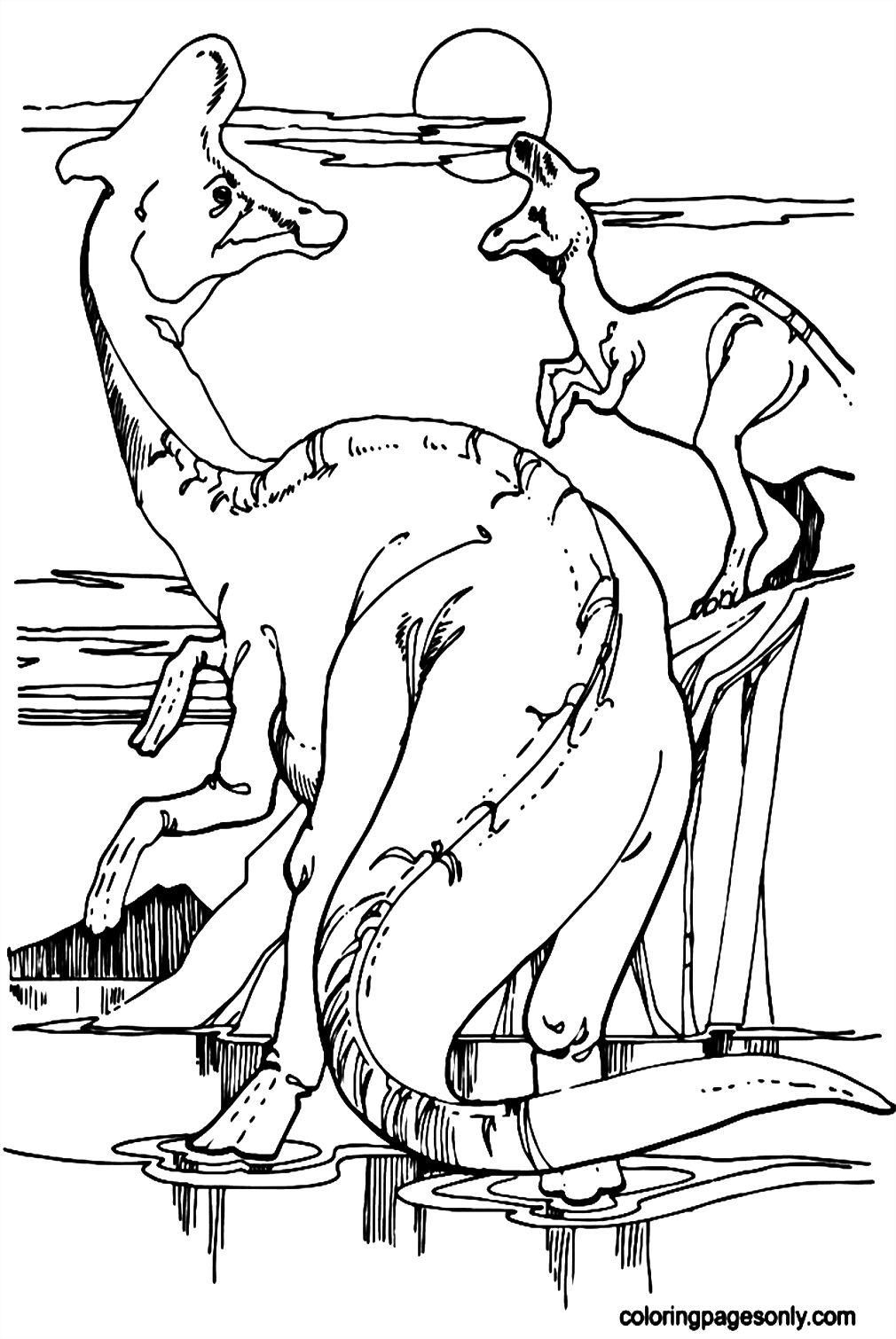 Jurassic World Lambeosaurus Hadrosaurs Coloring Pages