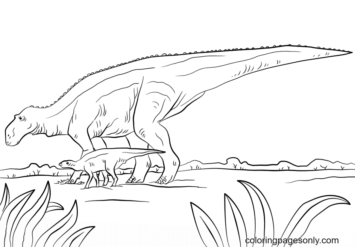 العالم الجوراسي Maiasaura Dino من صفحة تلوين العصر الطباشيري