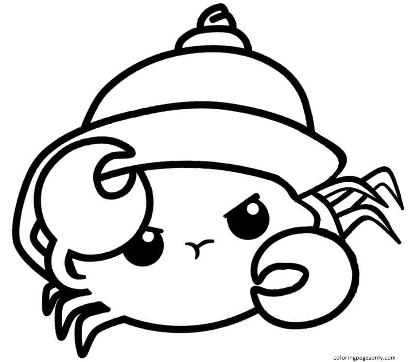 Kawii Hermit Crab Coloring Page