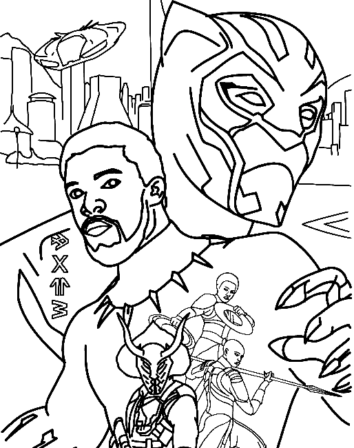 Desenho do Rei de Wakanda para colorir