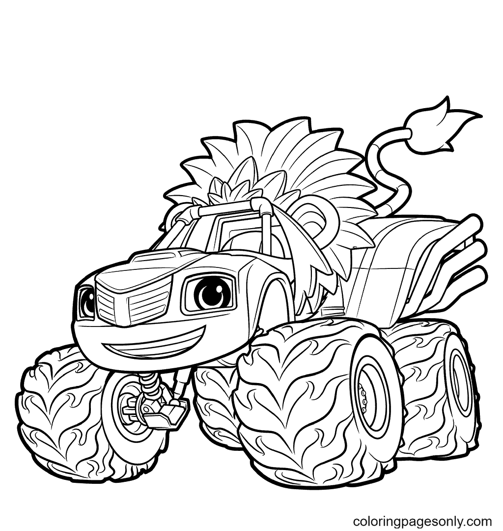 Desenho para colorir de caminhão monstro leão