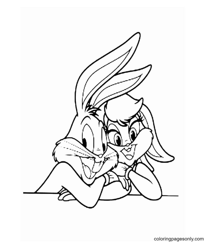 Desenho de Lola Bunny e Bugs Bunny para colorir