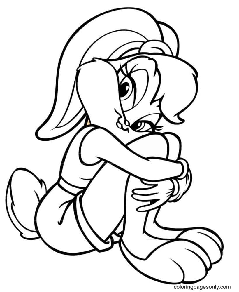 Desenho de Lola Bunny Sentada para Colorir