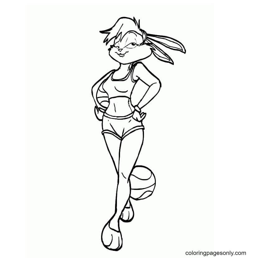 Lola Bunny speelt bal Kleurplaat